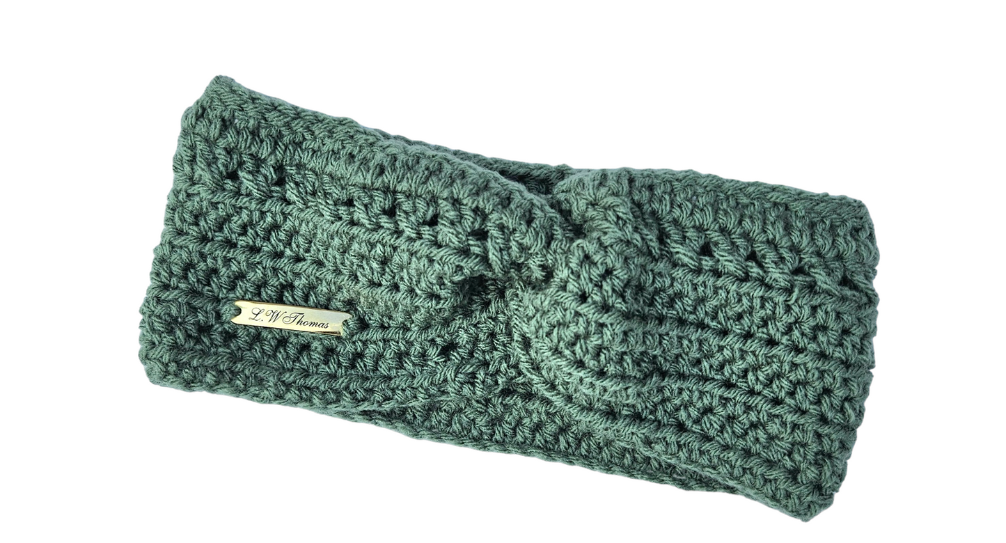 Green crochet earwarmer headband