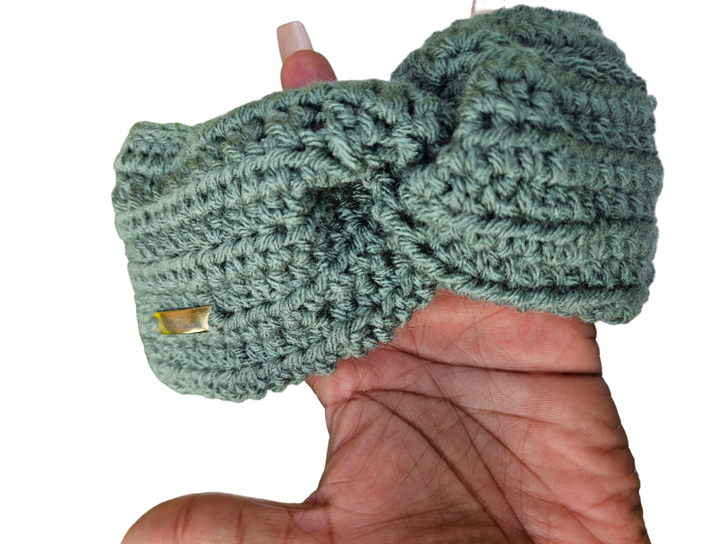 Green crochet earwarmer headband