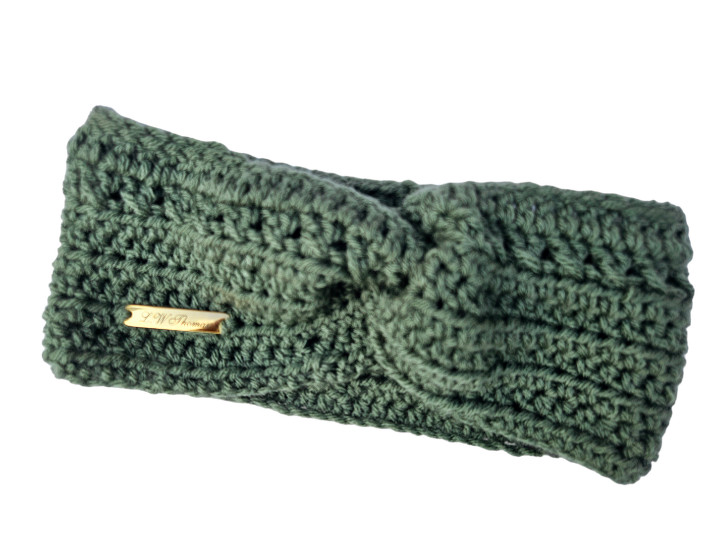 Green crochet earwarmer headband